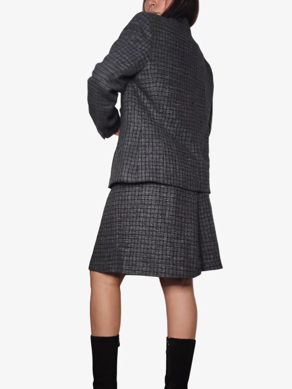 Vintage Gray Tweed Wool Jacket & Skirt Set!